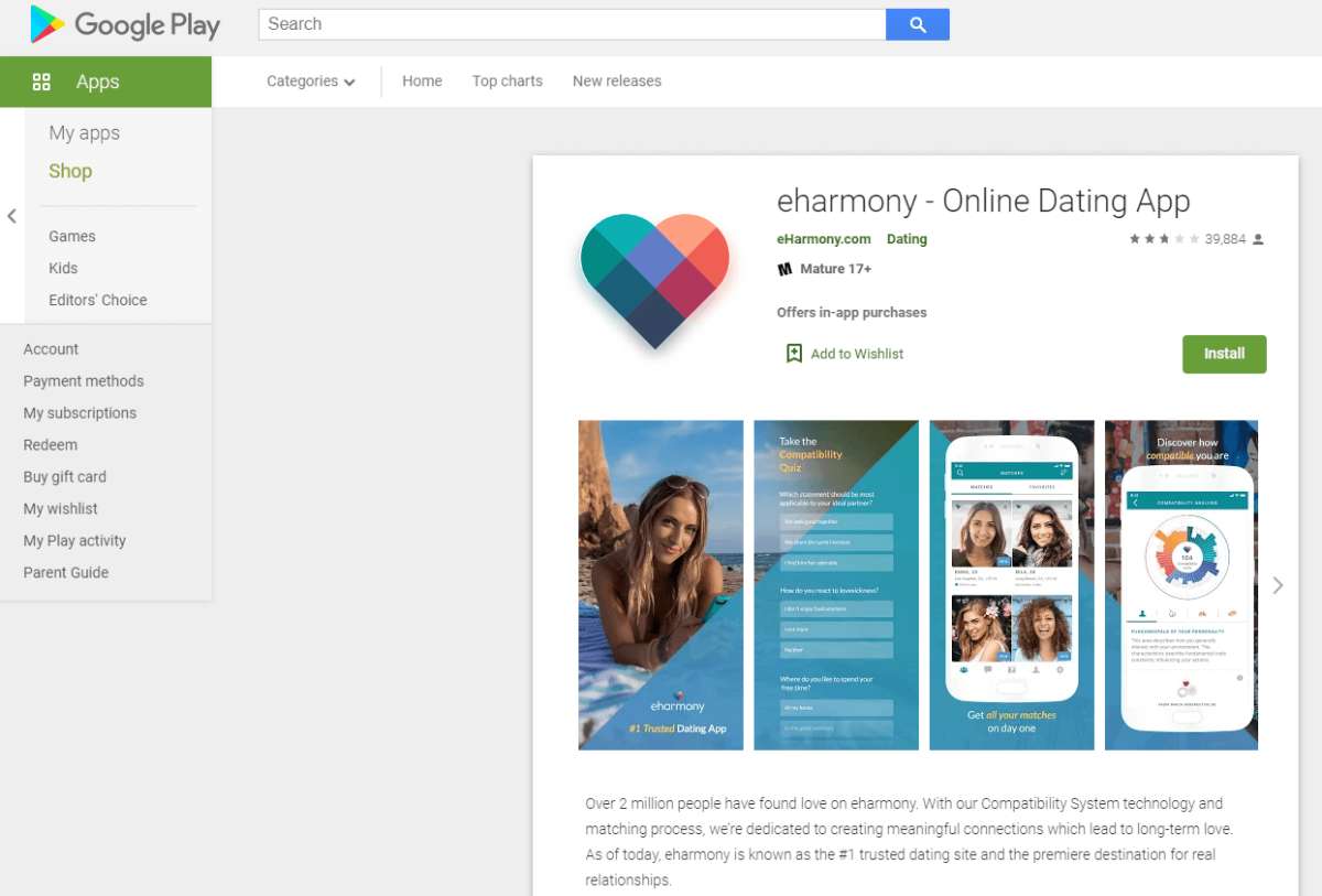 eharmony rating by google