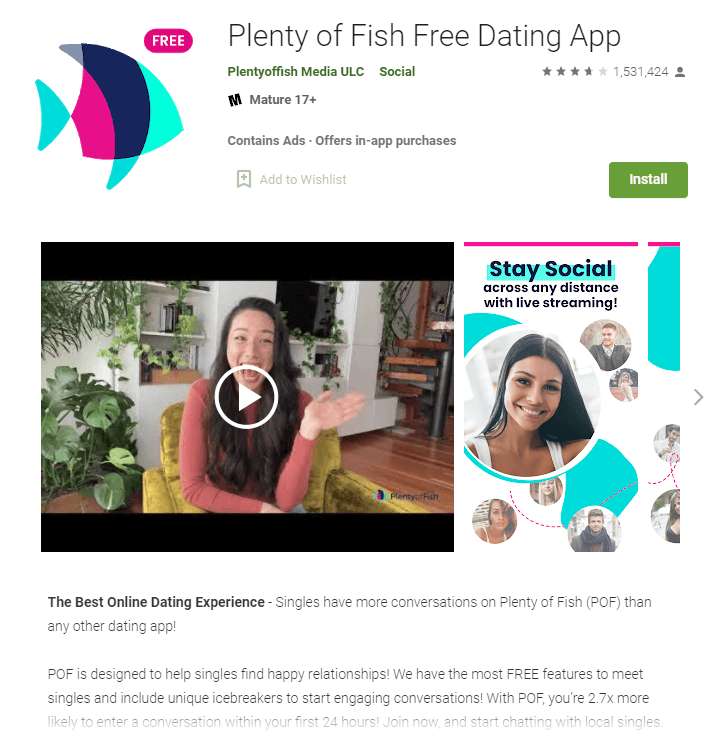 pof app rating by googl play